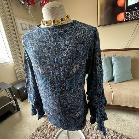 Ruff Hewn Women's Tiered Bell Long Sleeve Paisley Top Gothic Grunge Size 3X Work - Picture 6 of 16